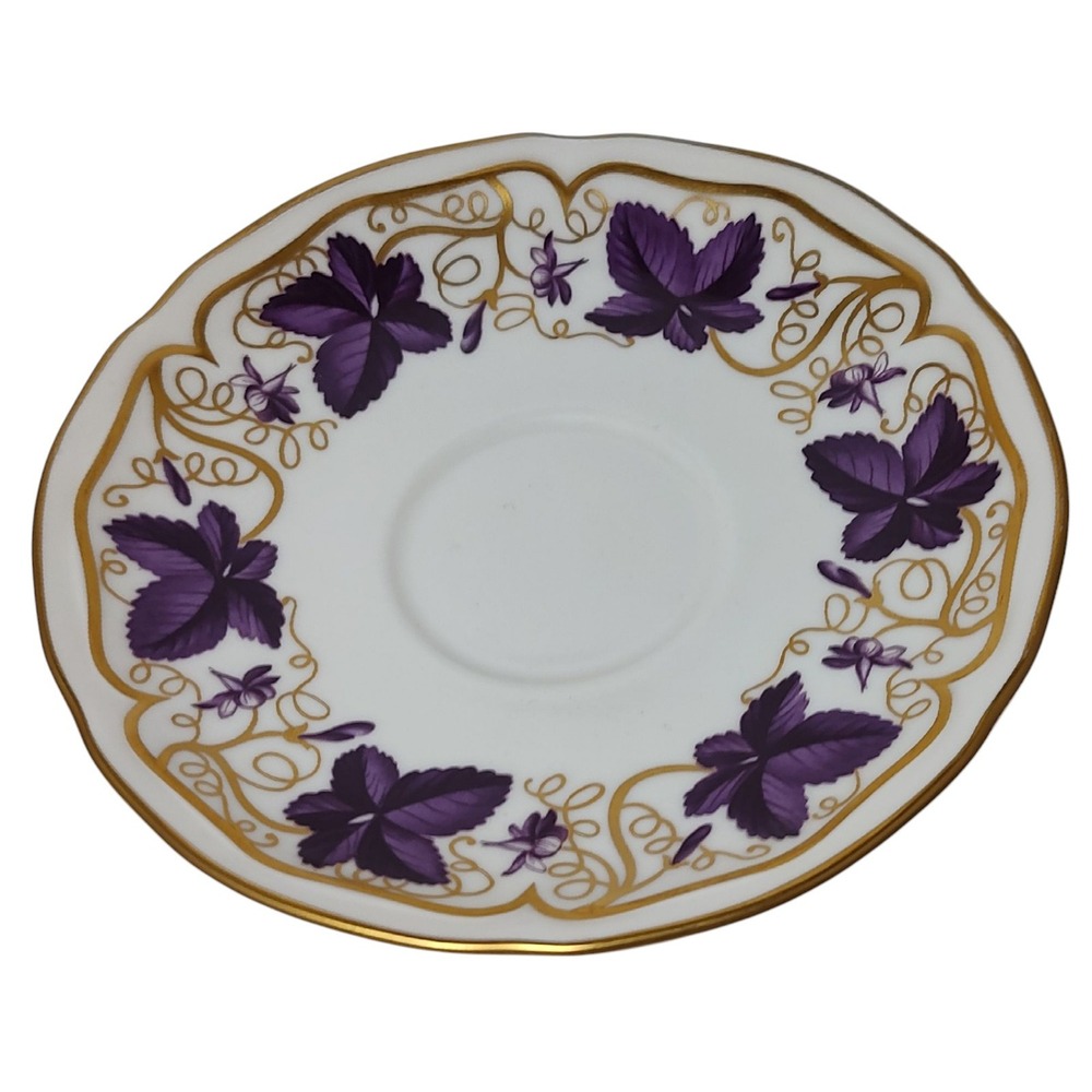 Royal‎ Worcester Purple Vine Saucer Plate Heavy Gold Trim Six Inches